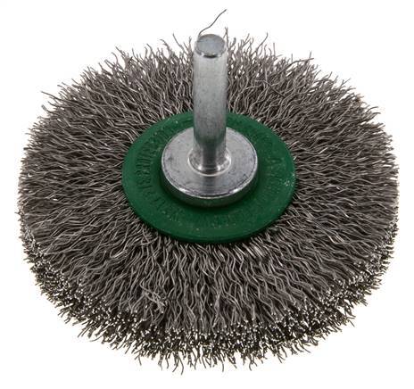 Round Brush 70x14 mm 6 mm Shaft Stainless Steel Wire 0.3 mm Corrugated