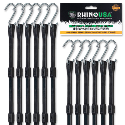 Rhino USA Heavy Duty Bungee - Set Of 12 (TD-BGHD12-BLK)
