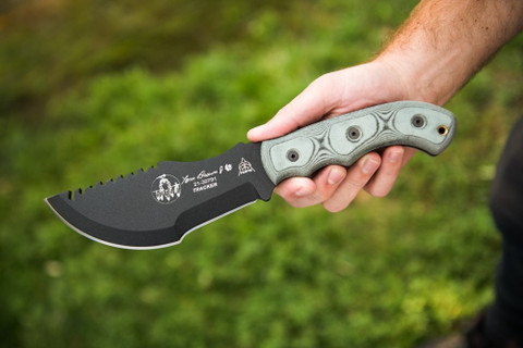 TOPS Knives Tom Brown Tracker W/ Rocky Mtn Tread Linen Micarta Handle (TBT-010)